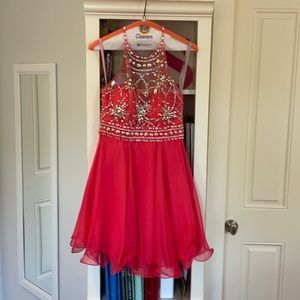 Short Hot Pink Blush Prom Dress